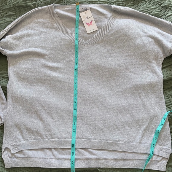 NWT Gigi Moda Silver Metallic Sparkle Sweater - Picture 6 of 7
